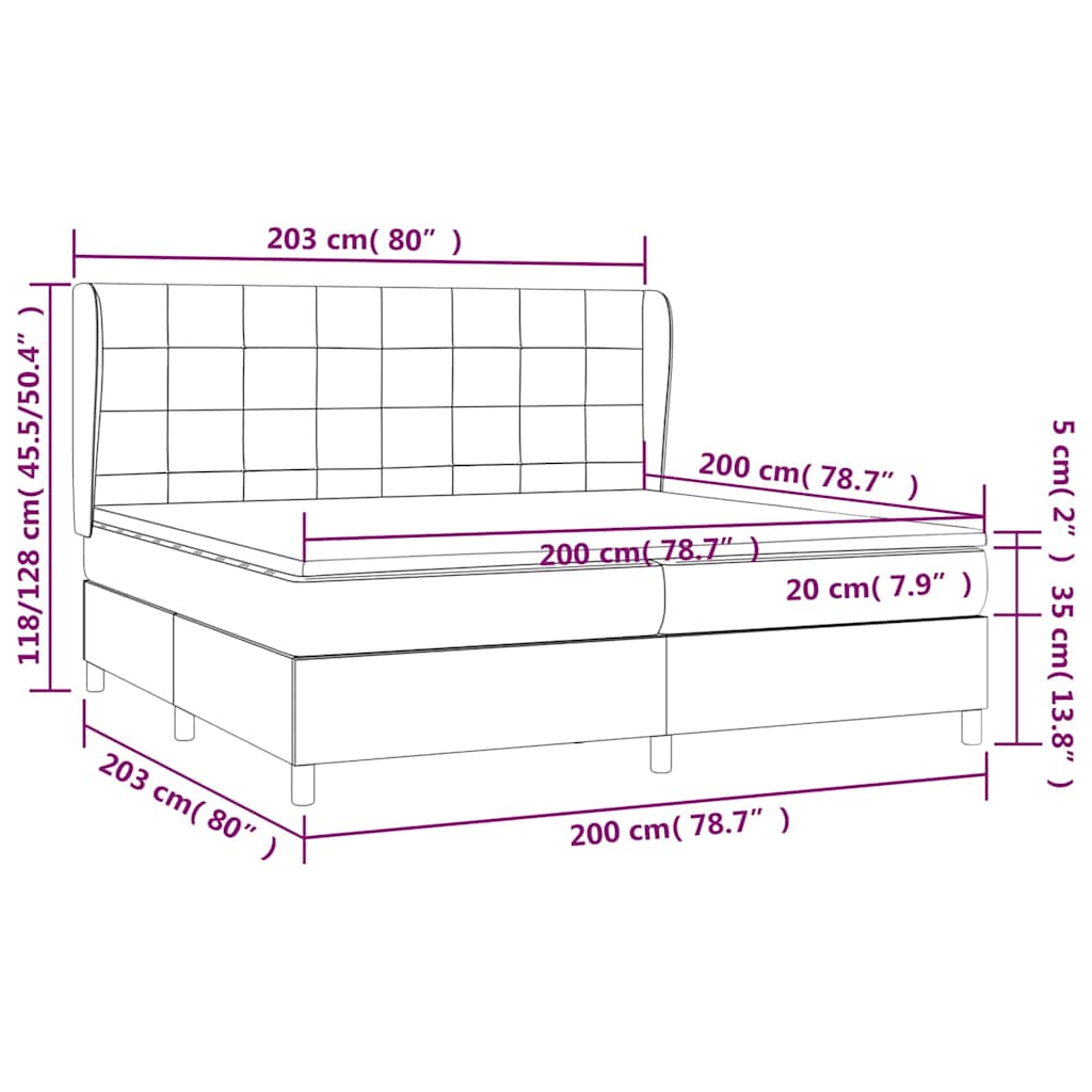 Sommier à lattes de lit et matelas Gris foncé 200x200cm Velours - XIOS
