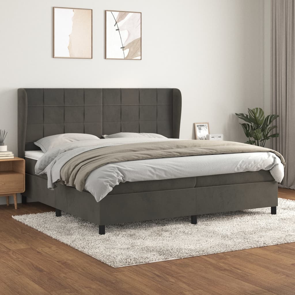 Sommier à lattes de lit et matelas Gris foncé 200x200cm Velours - XIOS