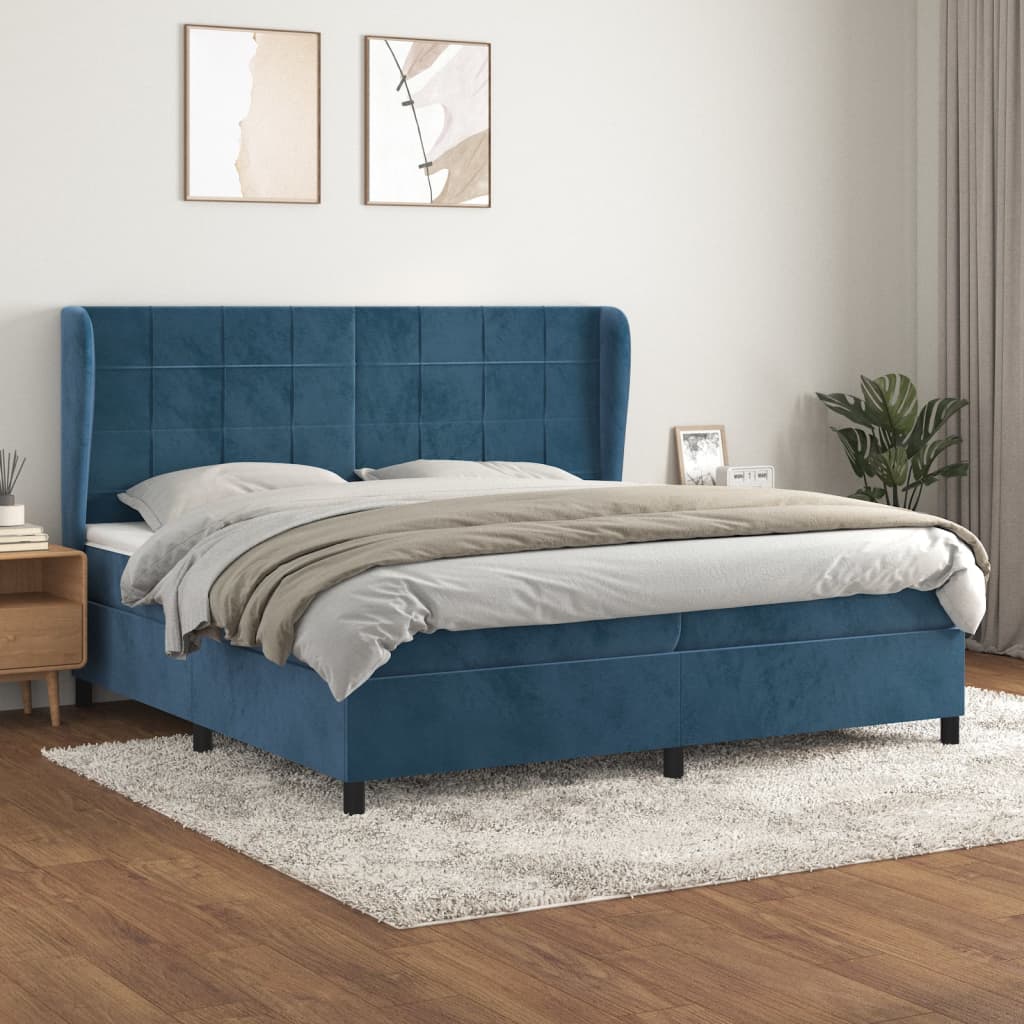 Sommier à lattes de lit et matelas Bleu foncé 200x200cm Velours - XIOS