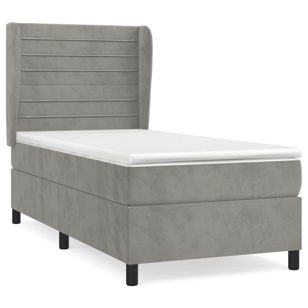 Sommier à lattes de lit et matelas Gris clair 80x200 cm Velours - XIOS