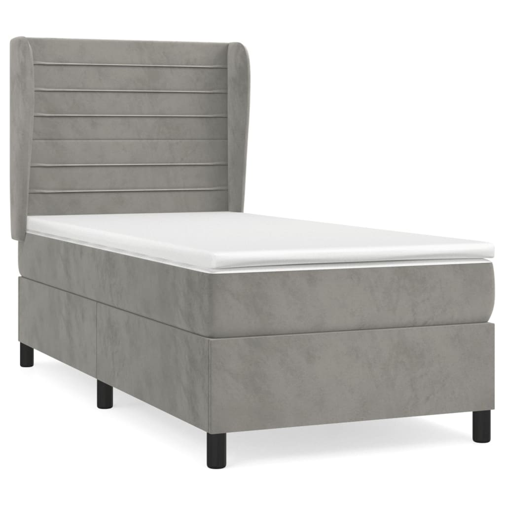 Sommier à lattes de lit et matelas Gris clair 90x190 cm Velours - XIOS