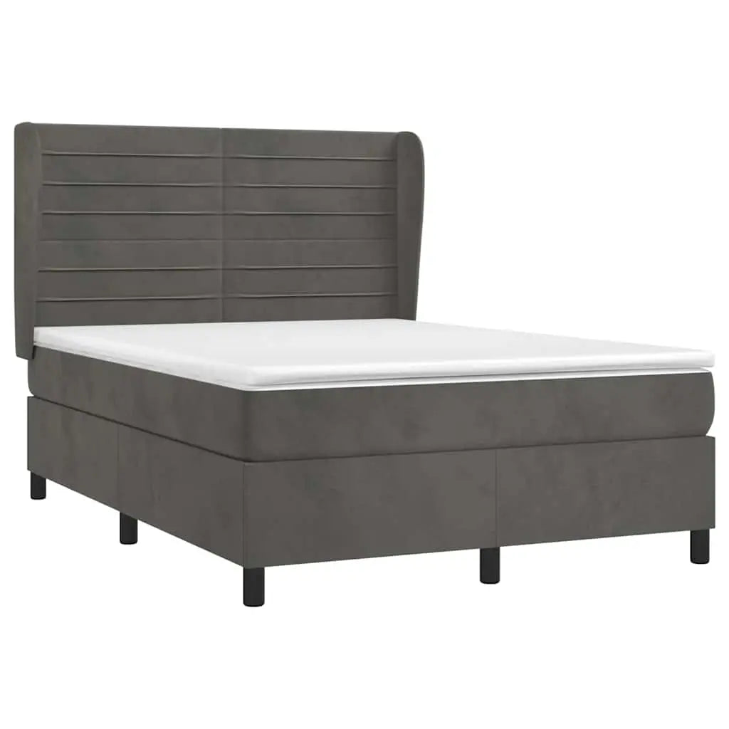 Sommier à lattes de lit et matelas Gris foncé 140x190cm Velours - XIOS