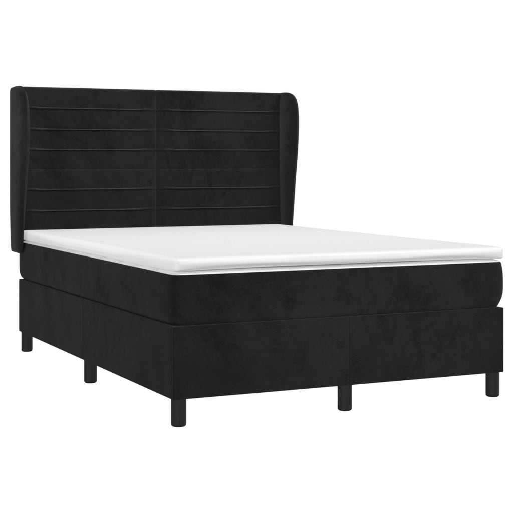 Sommier à lattes de lit avec matelas Noir 140x190 cm Velours - XIOS