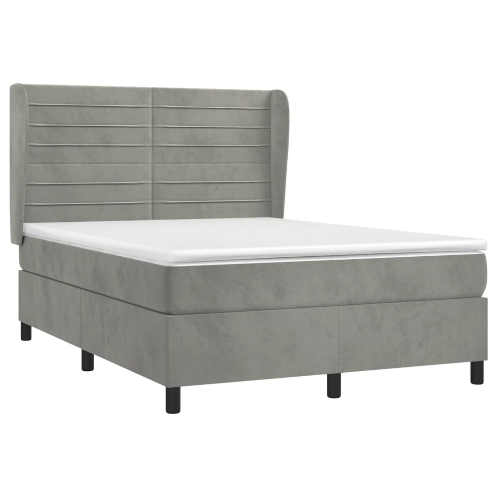Sommier à lattes de lit et matelas Gris clair 140x200cm Velours - XIOS