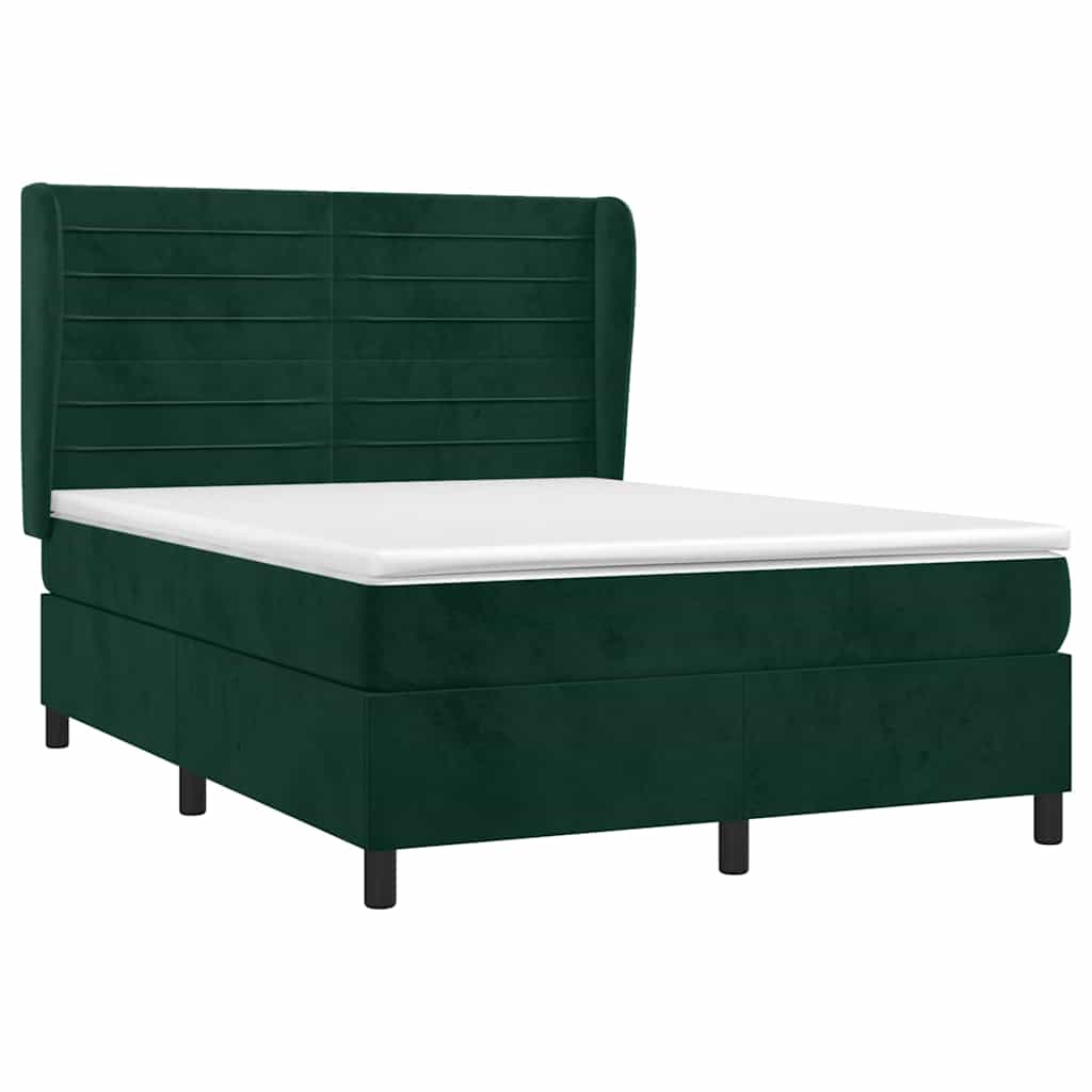 Sommier à lattes de lit et matelas Vert foncé 140x200cm Velours