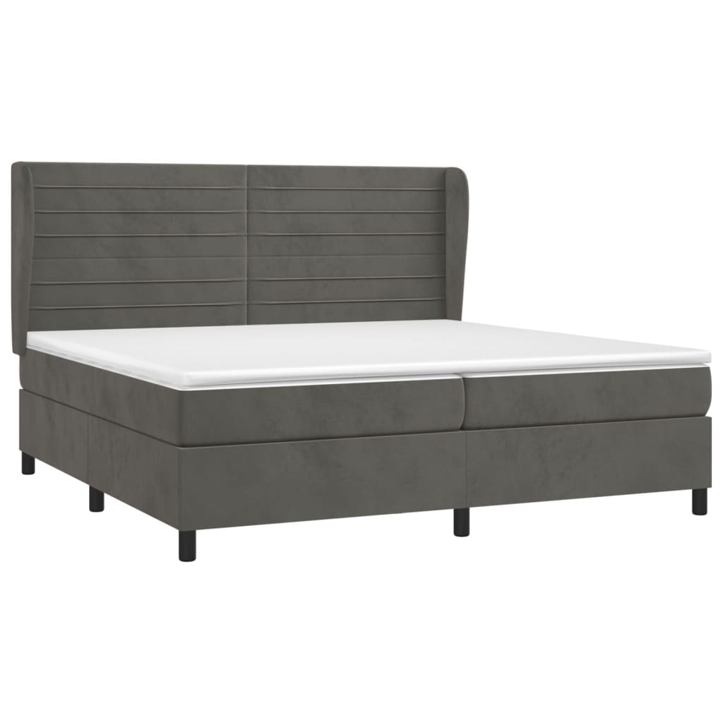 Sommier à lattes de lit et matelas Gris foncé 200x200cm Velours - XIOS