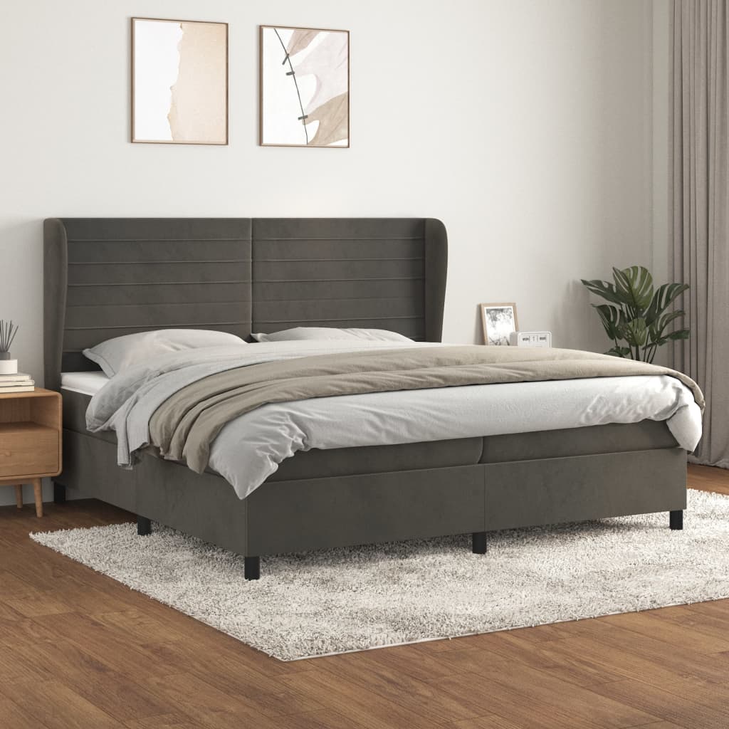 Sommier à lattes de lit et matelas Gris foncé 200x200cm Velours - XIOS
