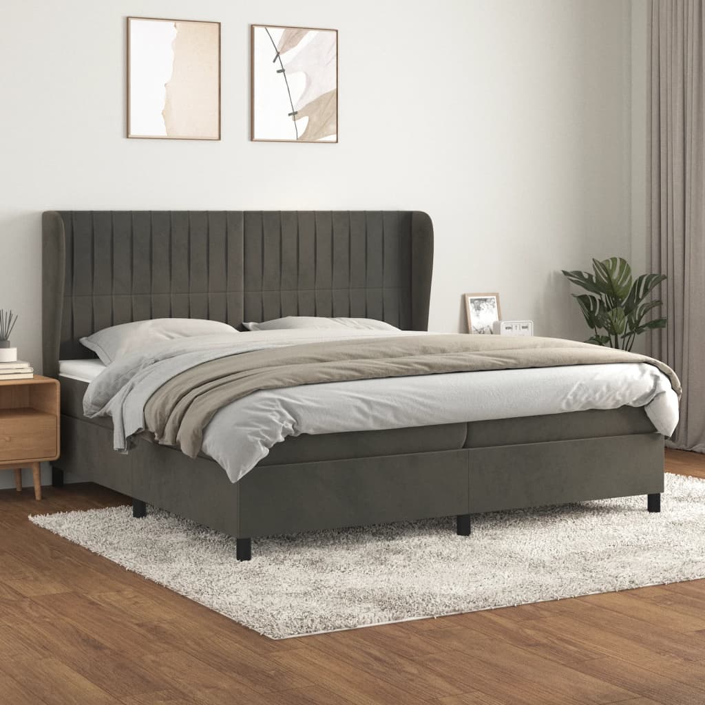 Sommier à lattes de lit et matelas Gris foncé 200x200cm Velours - XIOS