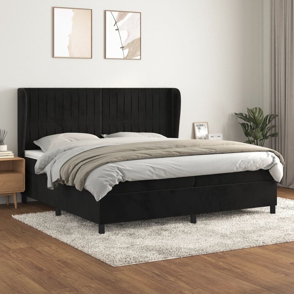 Sommier à lattes de lit et matelas Noir 200x200 cm Velours - XIOS