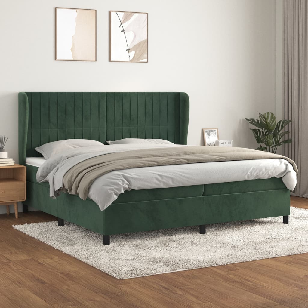 Sommier à lattes de lit et matelas Vert foncé 200x200cm Velours - XIOS