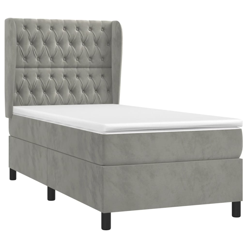 Sommier à lattes de lit et matelas Gris clair 80x200 cm Velours - XIOS