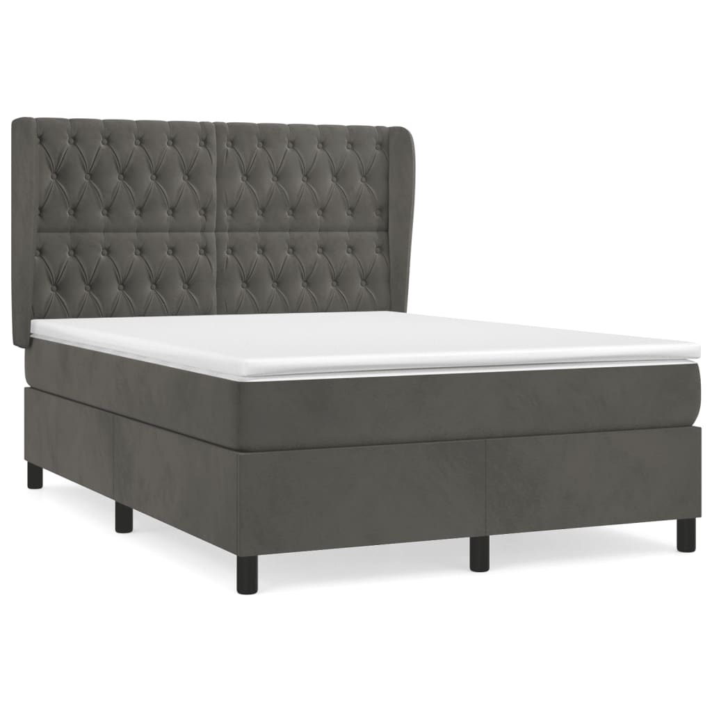 Sommier à lattes de lit et matelas Gris foncé 140x190cm Velours - XIOS
