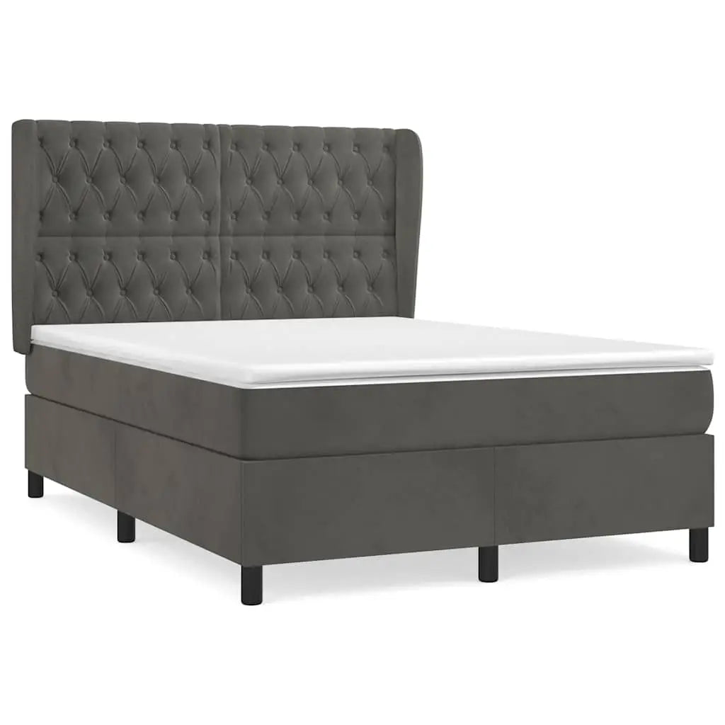 Sommier à lattes de lit et matelas Gris foncé 140x190cm Velours - XIOS