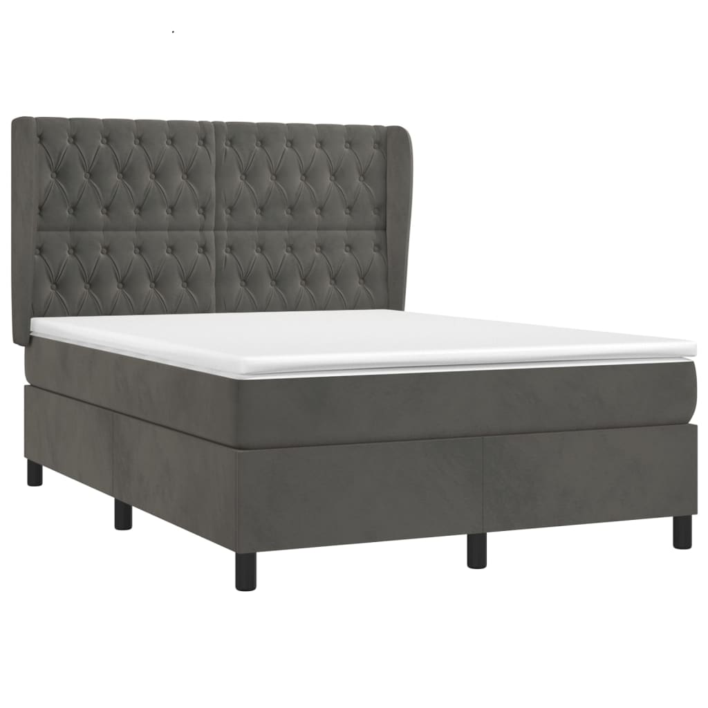 Sommier à lattes de lit et matelas Gris foncé 140x190cm Velours - XIOS