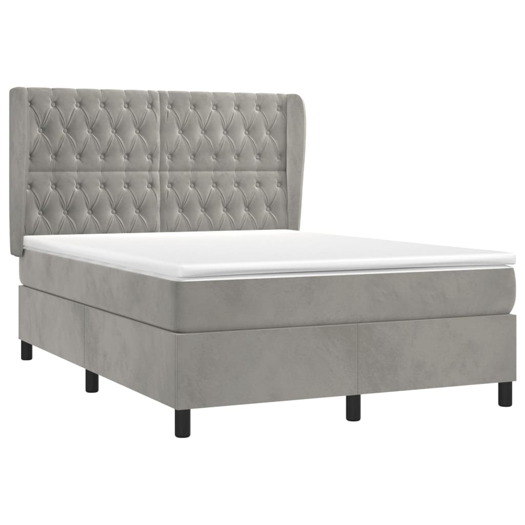 Sommier à lattes de lit et matelas Gris clair 140x200cm Velours - XIOS