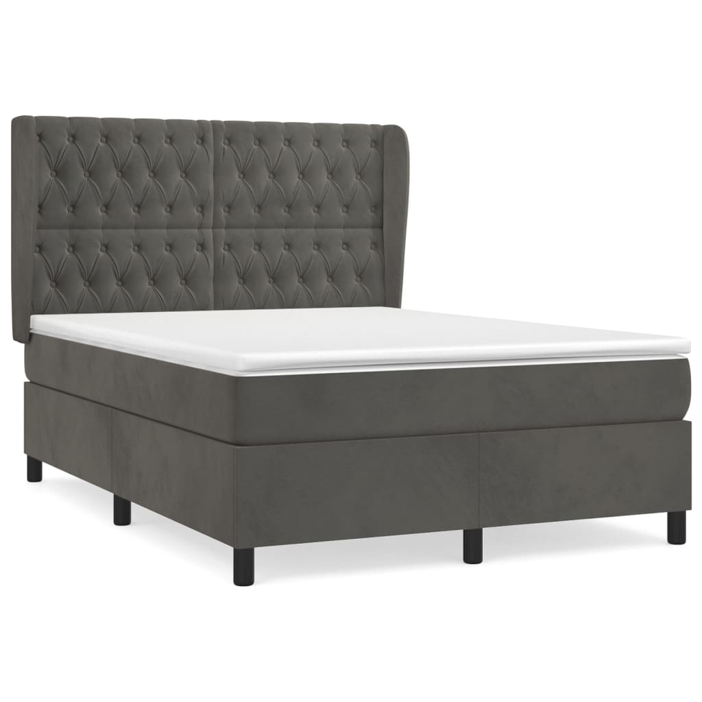 Sommier à lattes de lit et matelas Gris foncé 140x200cm Velours - XIOS