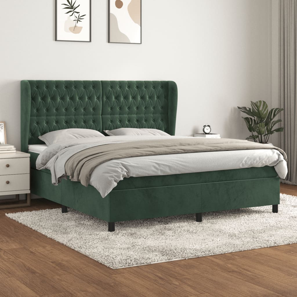 Sommier à lattes de lit et matelas Vert foncé 160x200cm Velours - XIOS