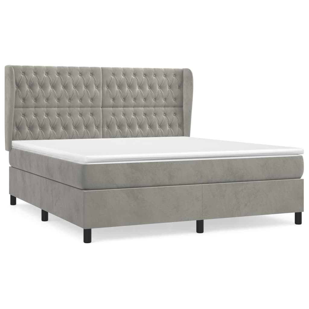 Sommier à lattes de lit et matelas Gris clair 180x200cm Velours - XIOS