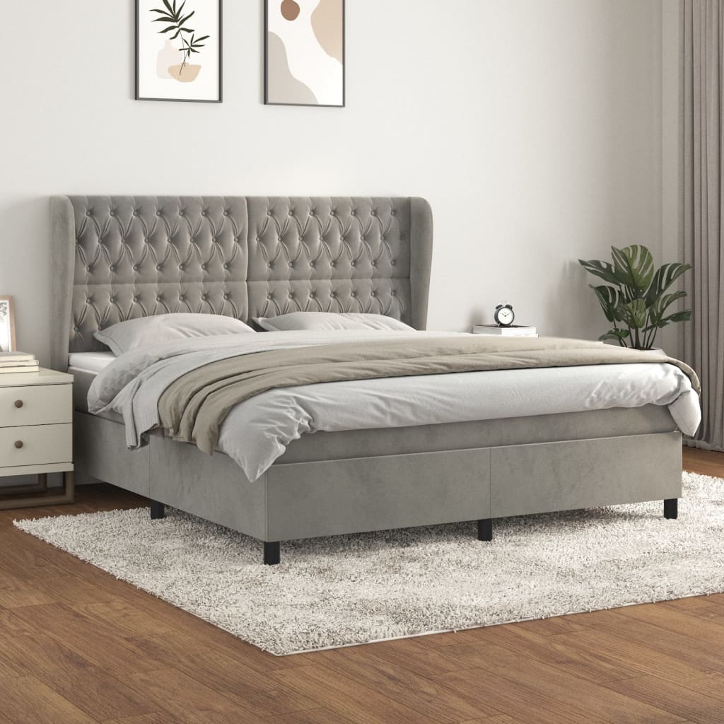 Sommier à lattes de lit et matelas Gris clair 180x200cm Velours - XIOS
