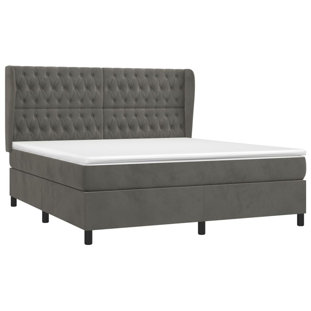 Sommier à lattes de lit et matelas Gris foncé 180x200cm Velours - XIOS