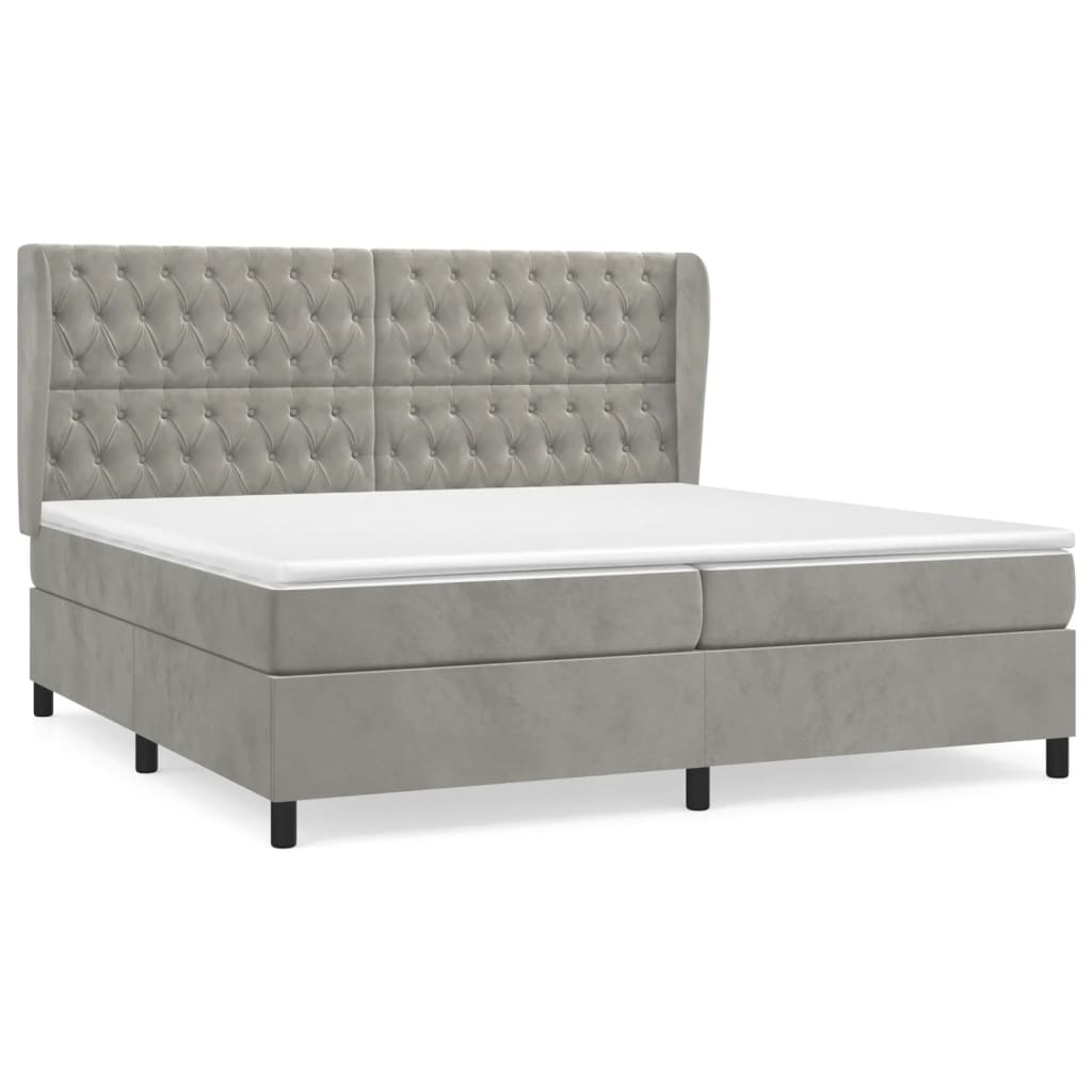 Sommier à lattes de lit et matelas Gris clair 200x200cm Velours - XIOS