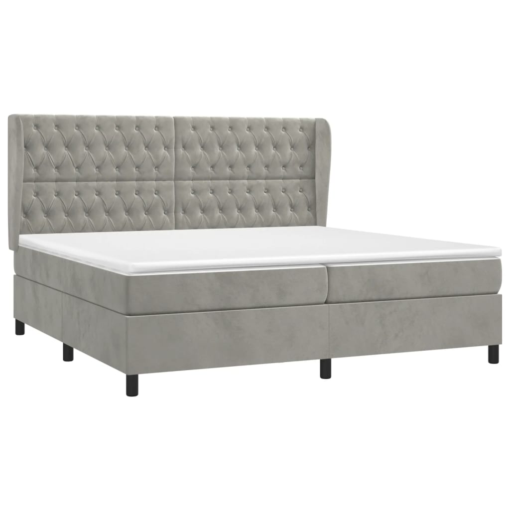 Sommier à lattes de lit et matelas Gris clair 200x200cm Velours - XIOS
