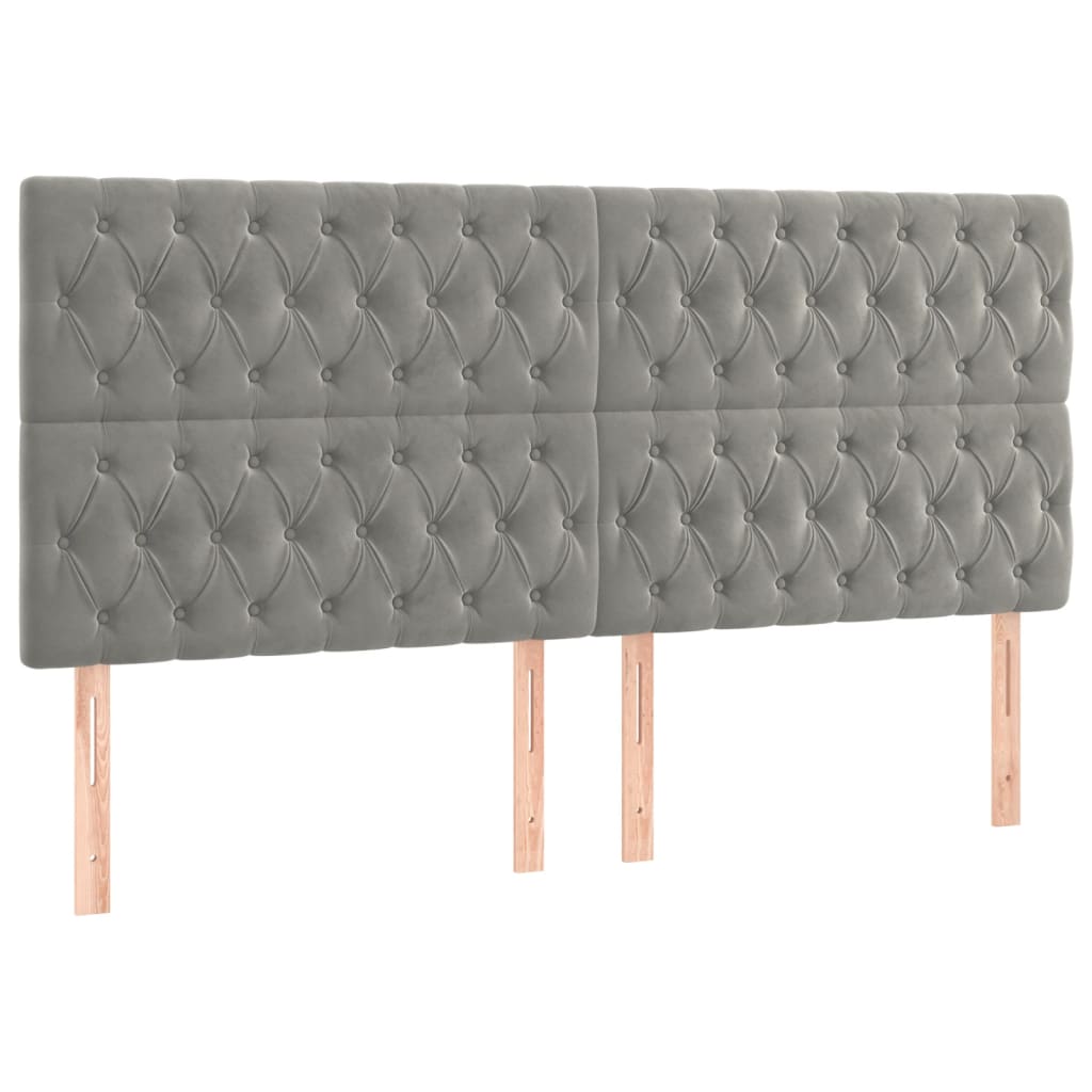 Sommier à lattes de lit et matelas Gris clair 200x200cm Velours - XIOS