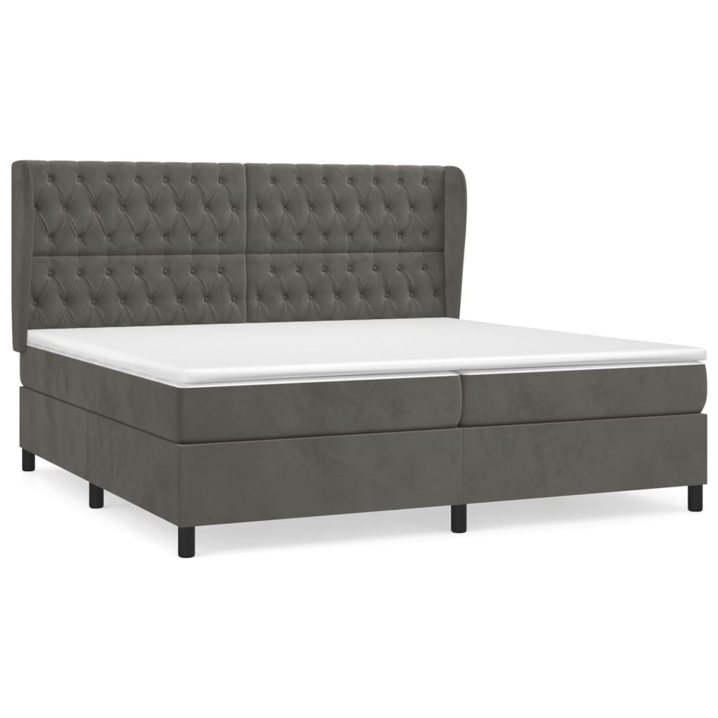 Sommier à lattes de lit et matelas Gris foncé 200x200cm Velours - XIOS