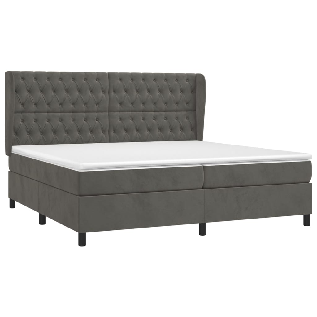 Sommier à lattes de lit et matelas Gris foncé 200x200cm Velours - XIOS
