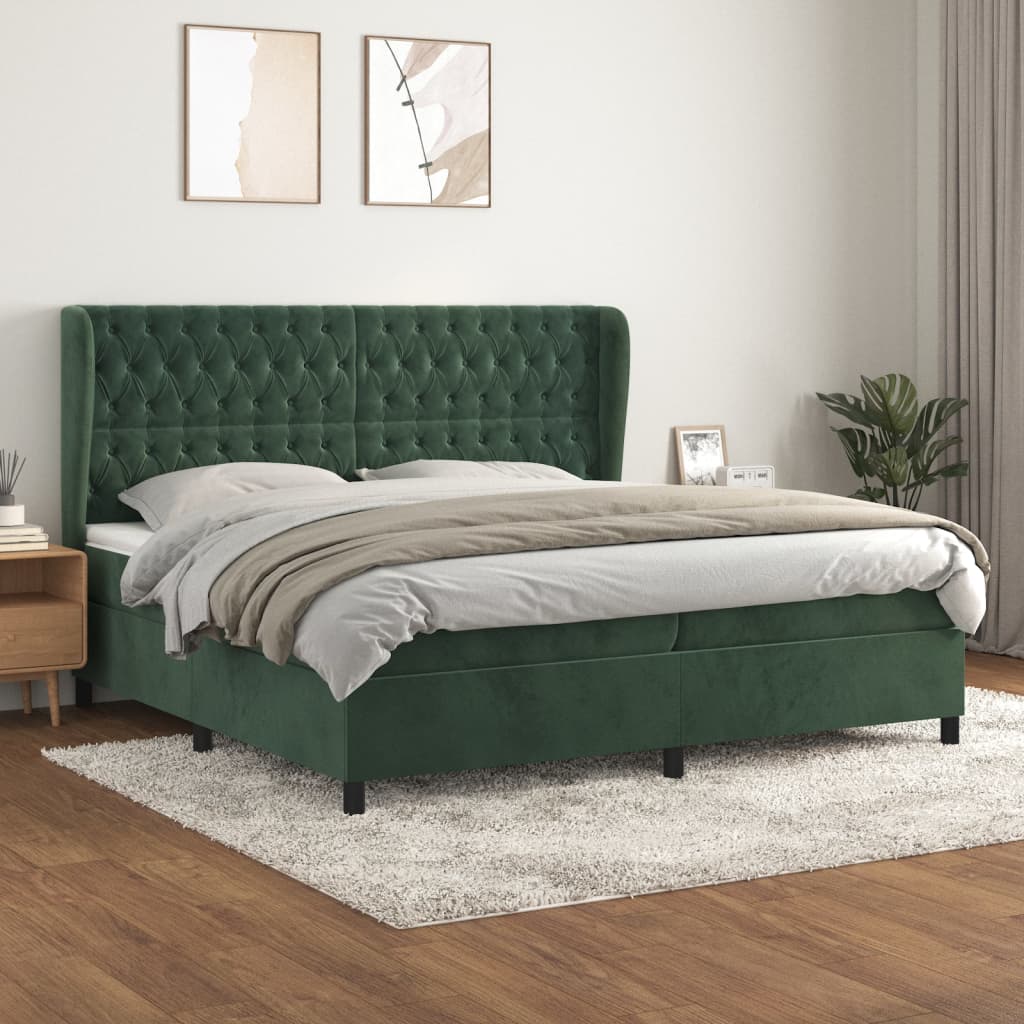 Sommier à lattes de lit et matelas Vert foncé 200x200cm Velours - XIOS