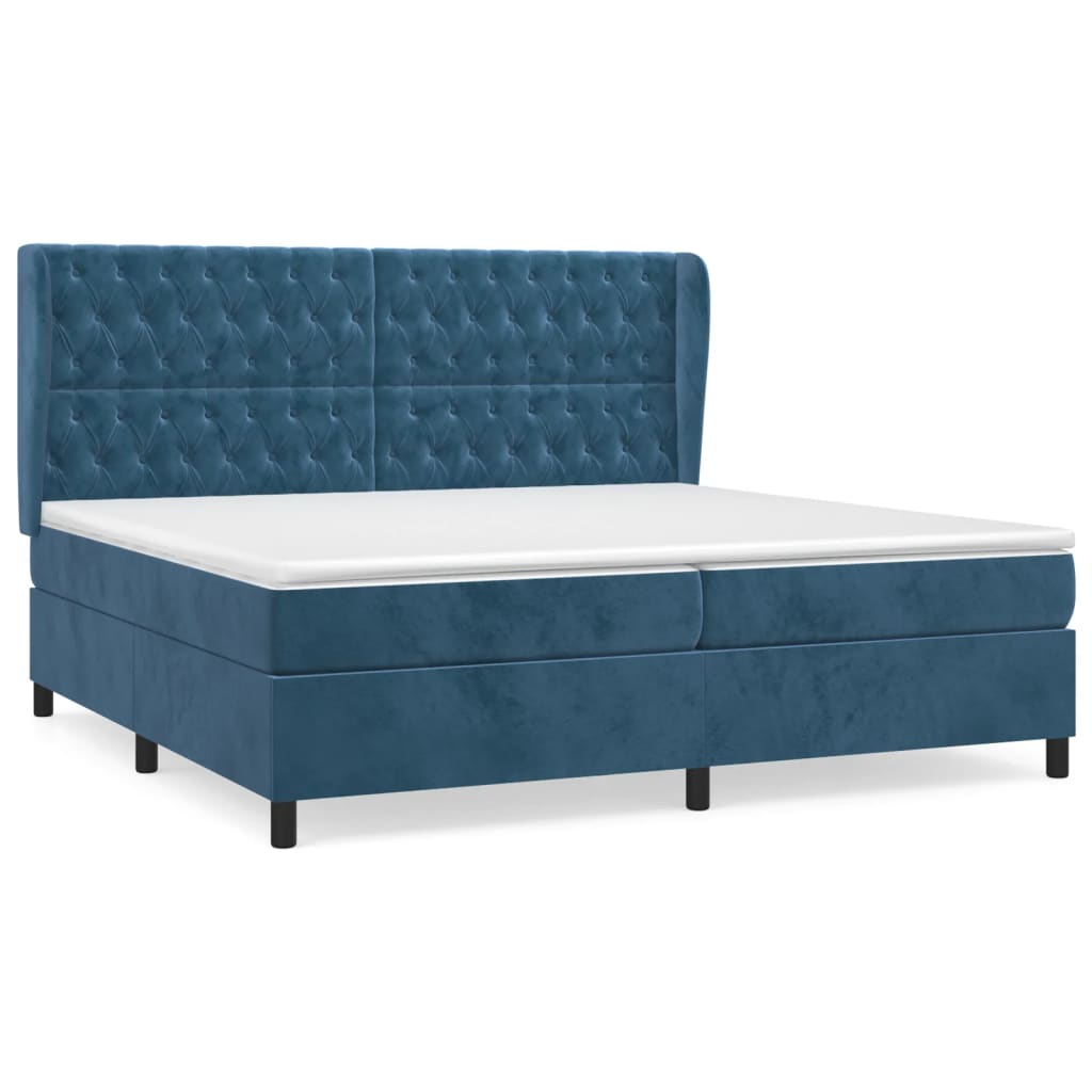 Sommier à lattes de lit et matelas Bleu foncé 200x200cm Velours - XIOS