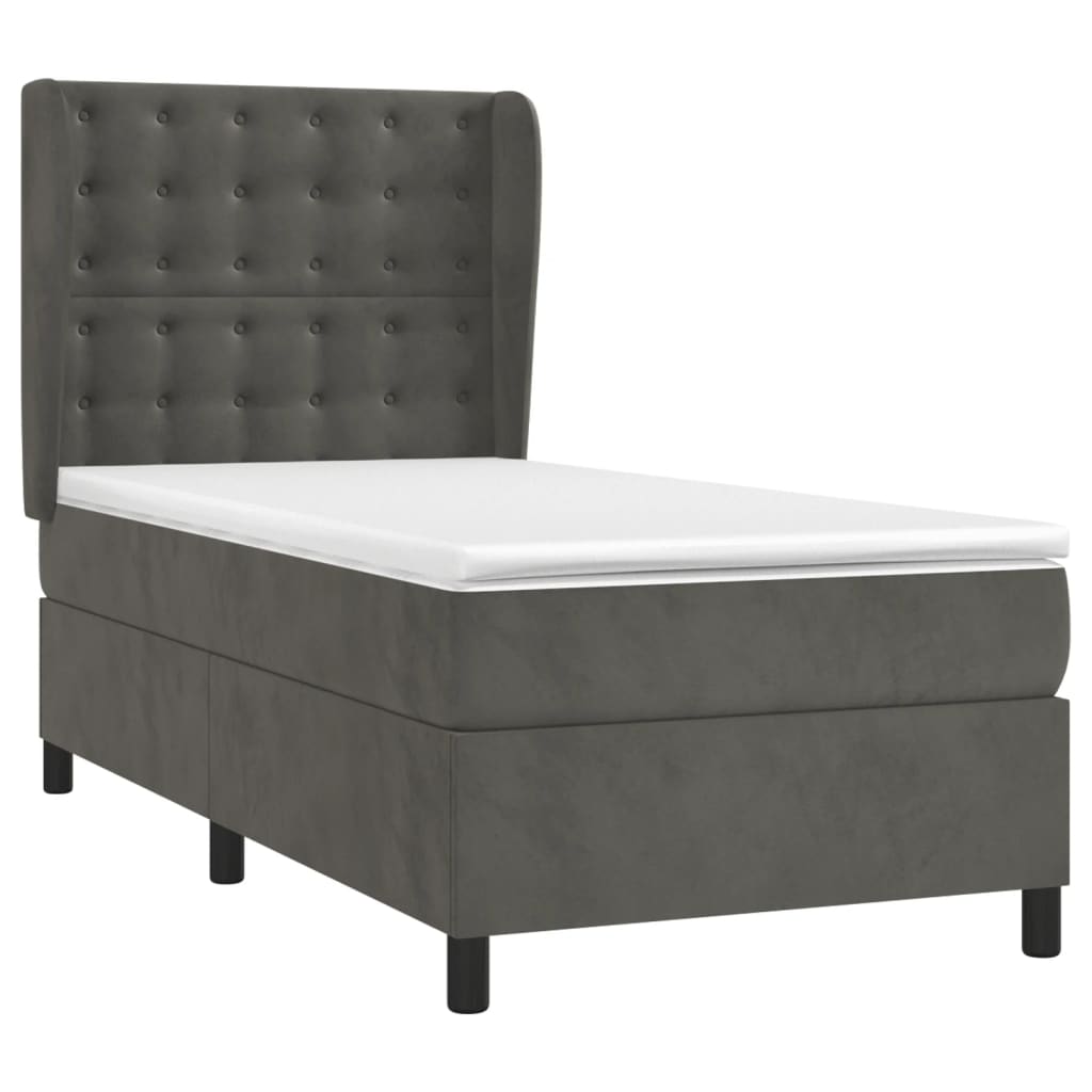 Sommier à lattes de lit et matelas Gris foncé 80x200 cm Velours - XIOS