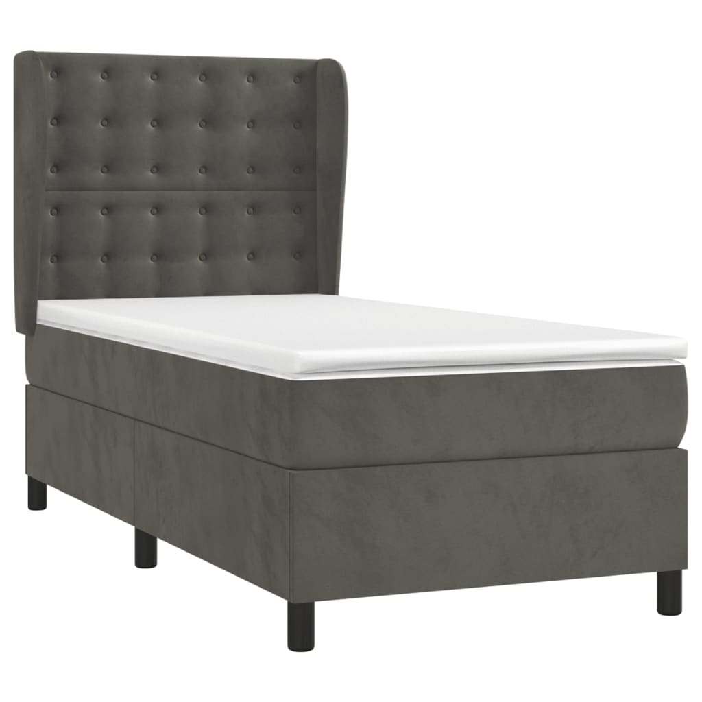 Sommier à lattes de lit et matelas Gris foncé 90x190 cm Velours - XIOS