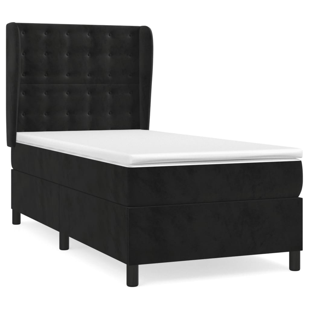 Sommier à lattes de lit avec matelas Noir 90x200 cm Velours - XIOS