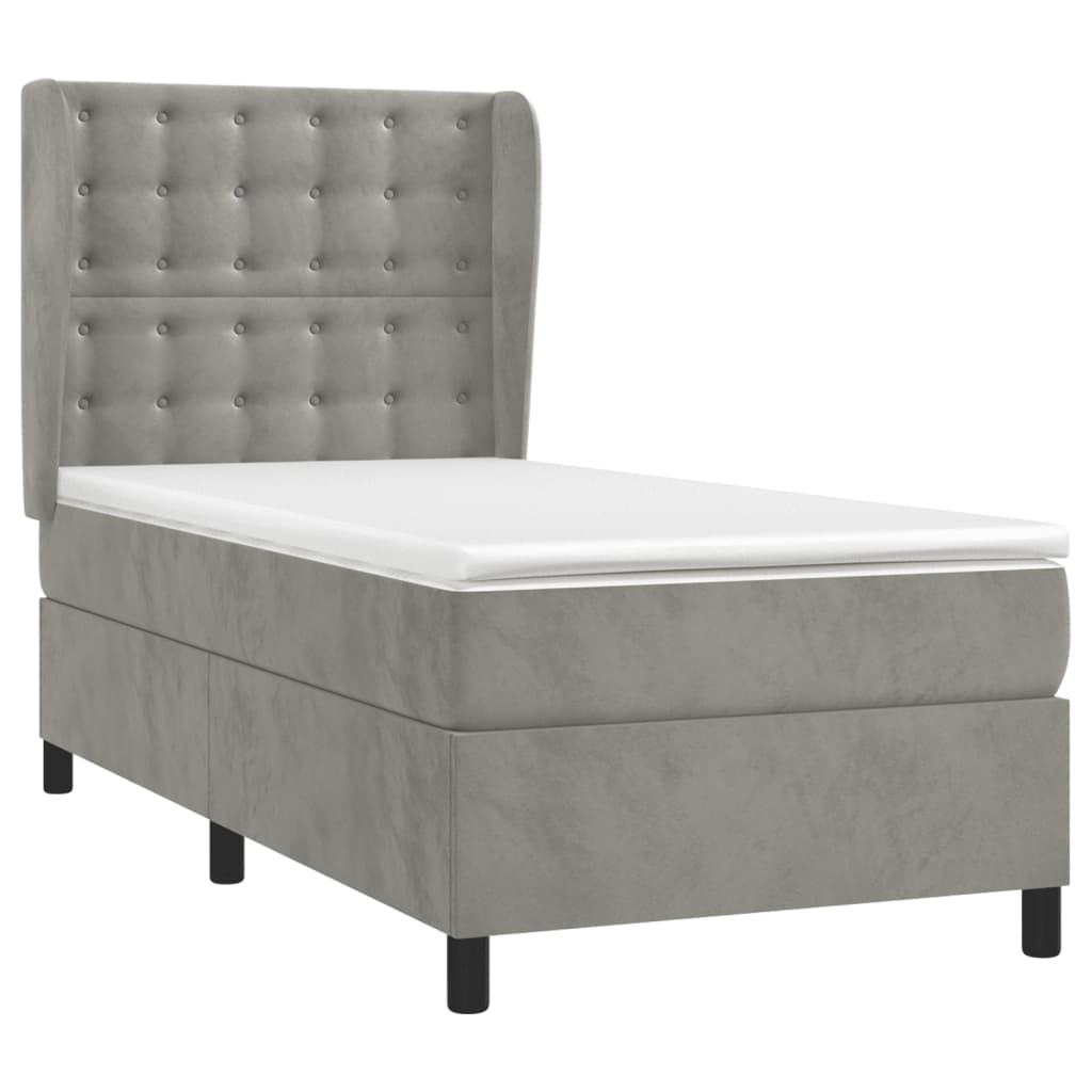 Sommier à lattes de lit et matelas Gris clair 100x200cm Velours - XIOS