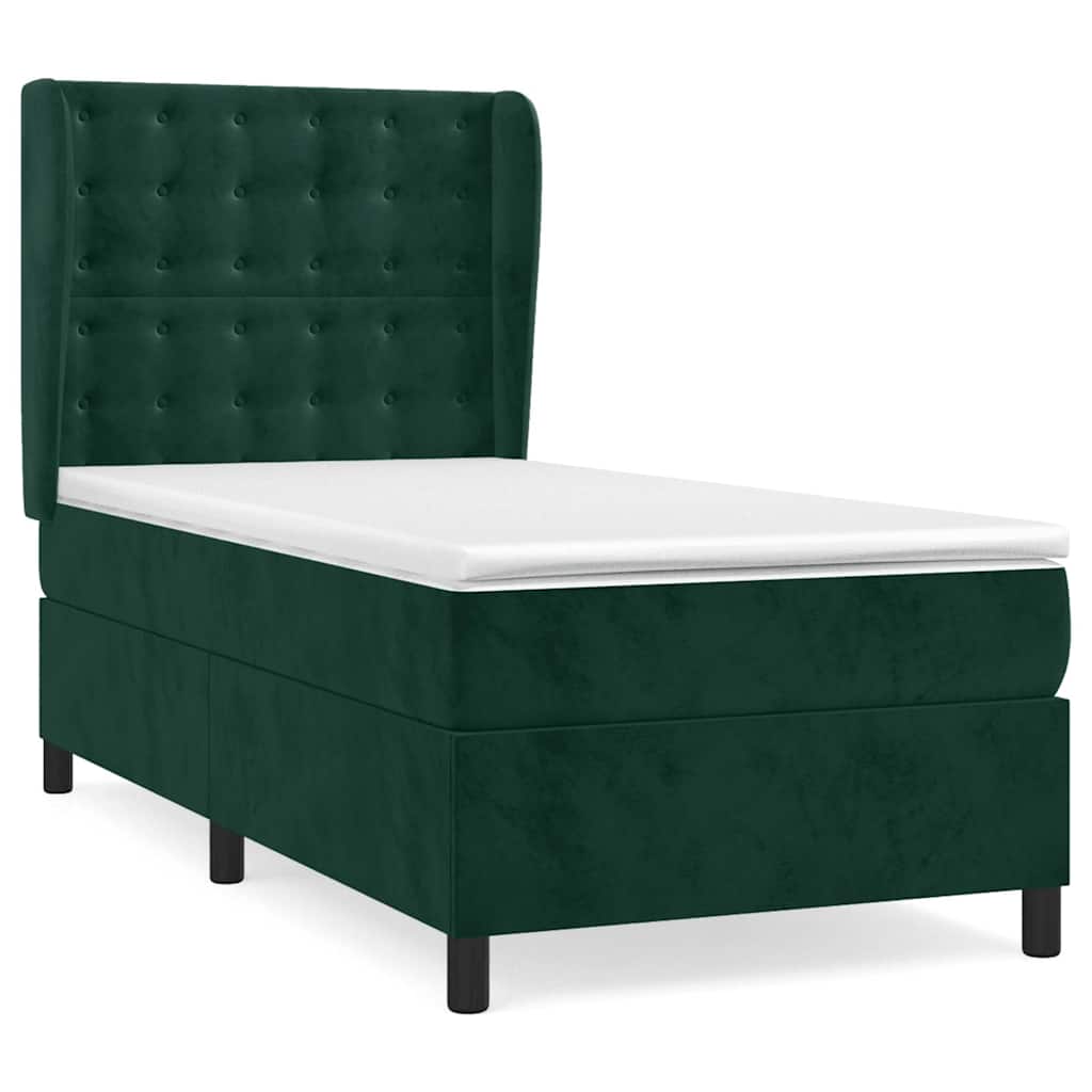 Sommier à lattes de lit avec matelas Vert foncé 100x200 cm