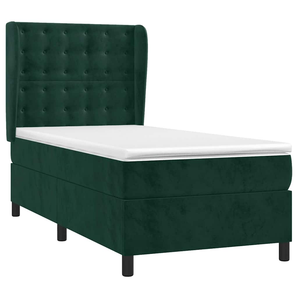 Sommier à lattes de lit avec matelas Vert foncé 100x200 cm