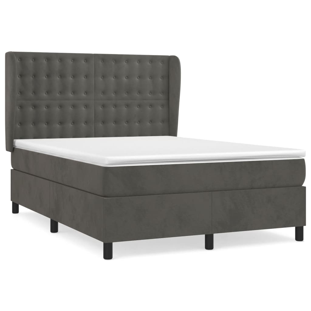 Sommier à lattes de lit et matelas Gris foncé 140x190cm Velours - XIOS