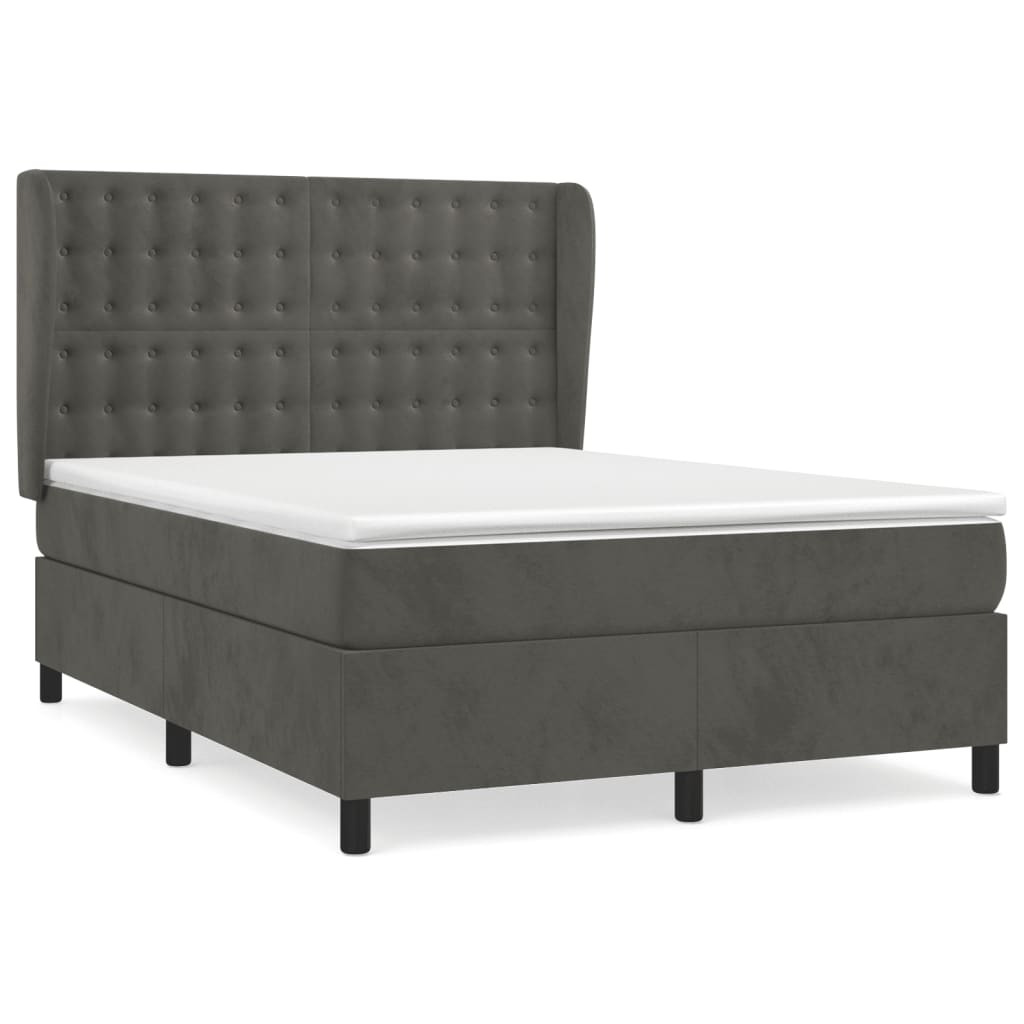Sommier à lattes de lit et matelas Gris foncé 140x200cm Velours - XIOS