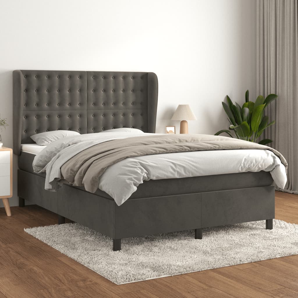 Sommier à lattes de lit et matelas Gris foncé 140x200cm Velours - XIOS