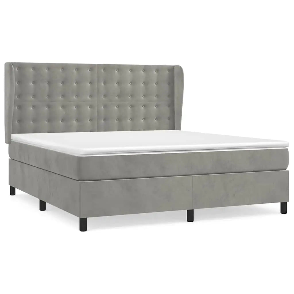 Sommier à lattes de lit et matelas Gris clair 180x200cm Velours - XIOS