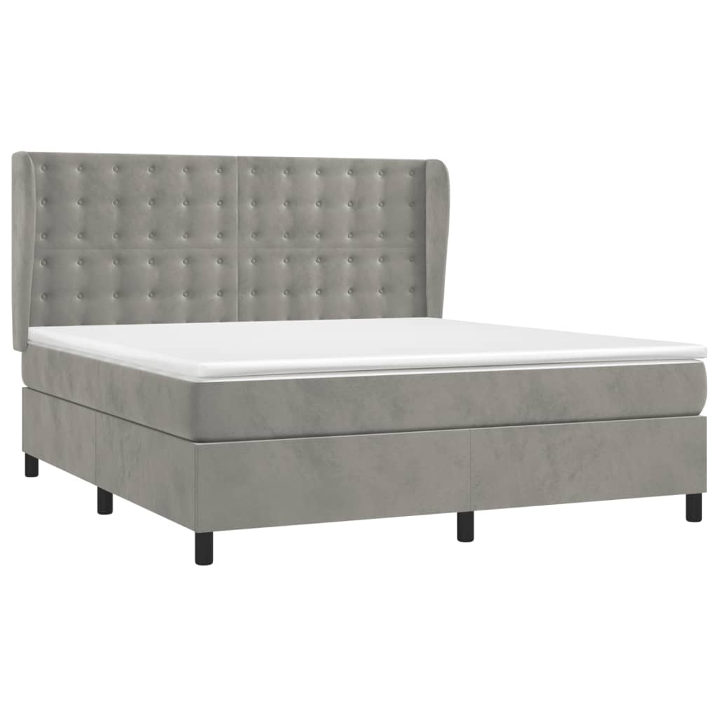 Sommier à lattes de lit et matelas Gris clair 180x200cm Velours - XIOS