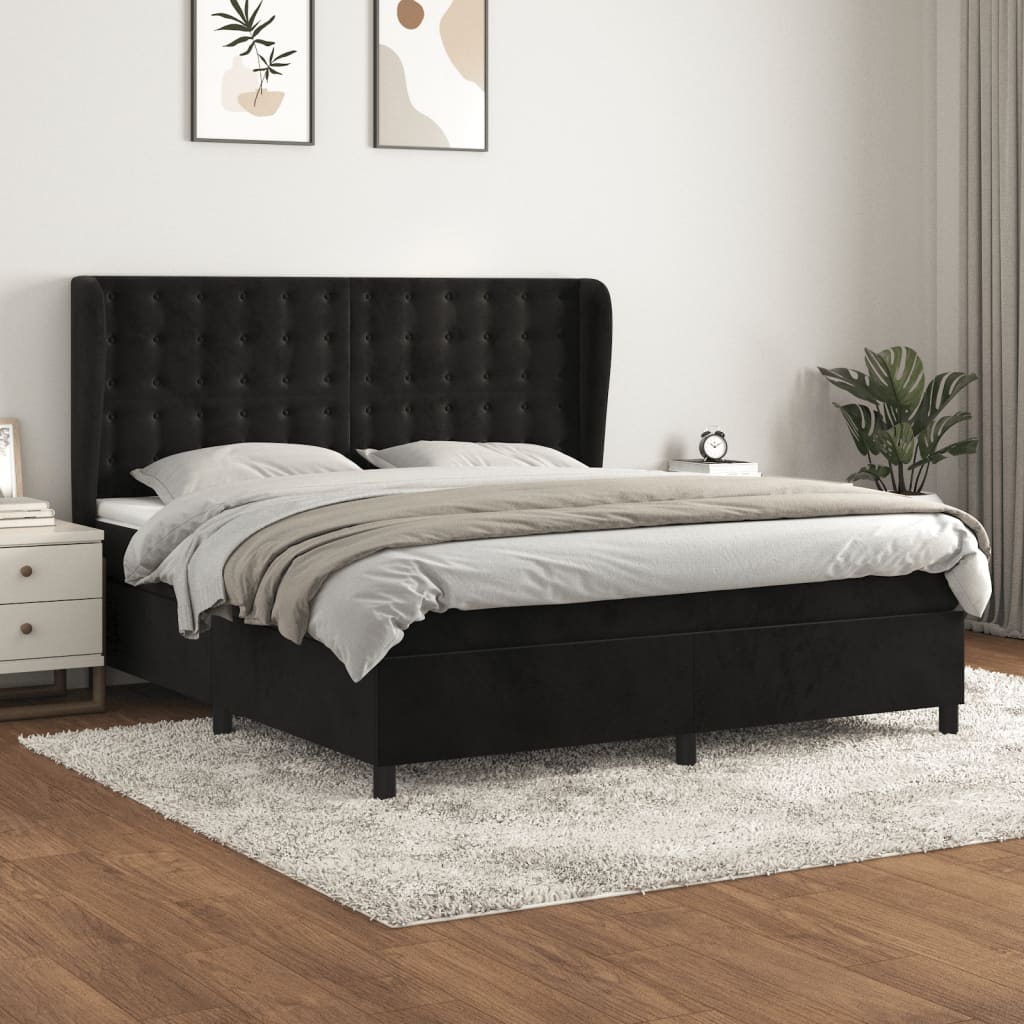 Sommier à lattes de lit avec matelas Noir 180x200 cm Velours - XIOS