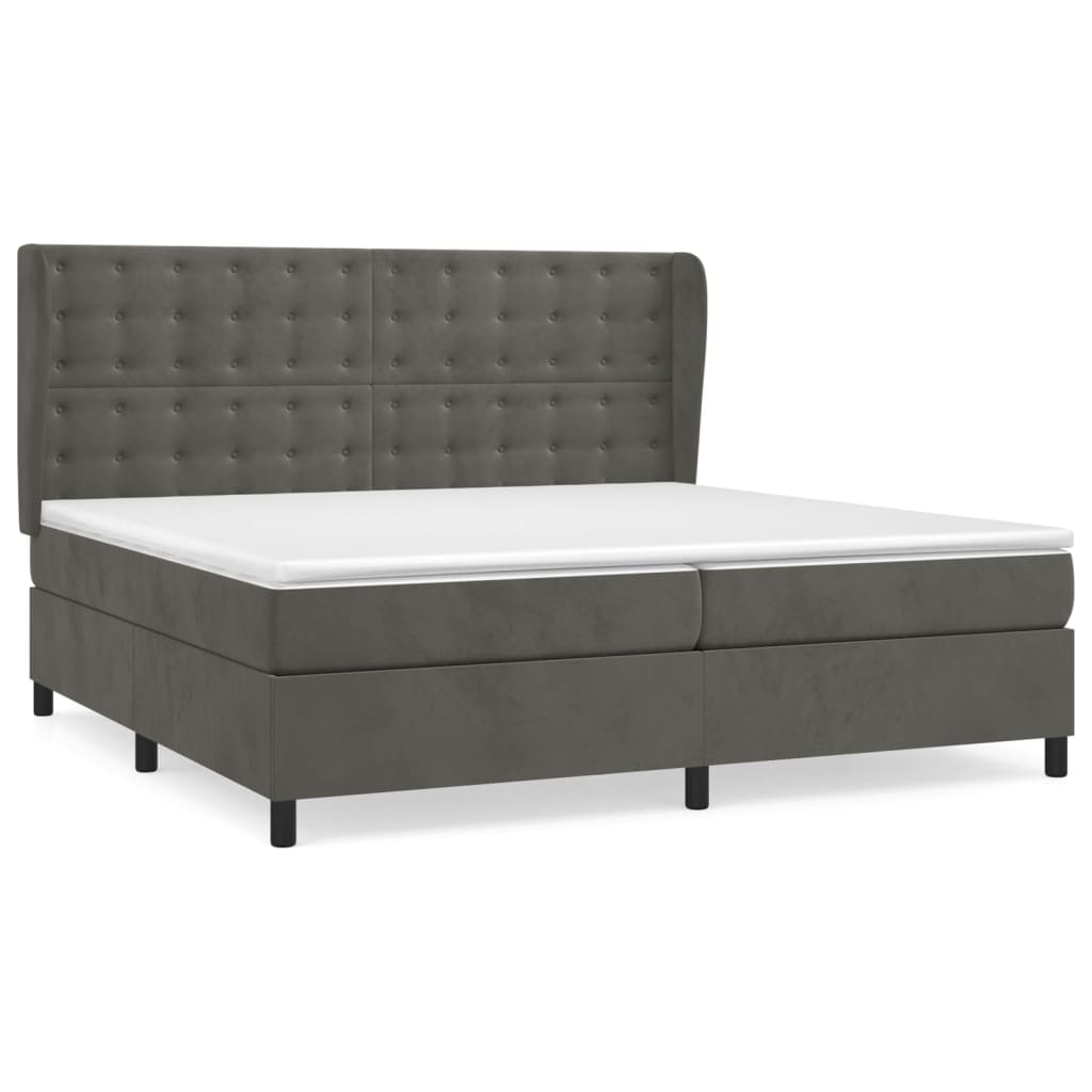 Sommier à lattes de lit et matelas Gris foncé 200x200cm Velours - XIOS