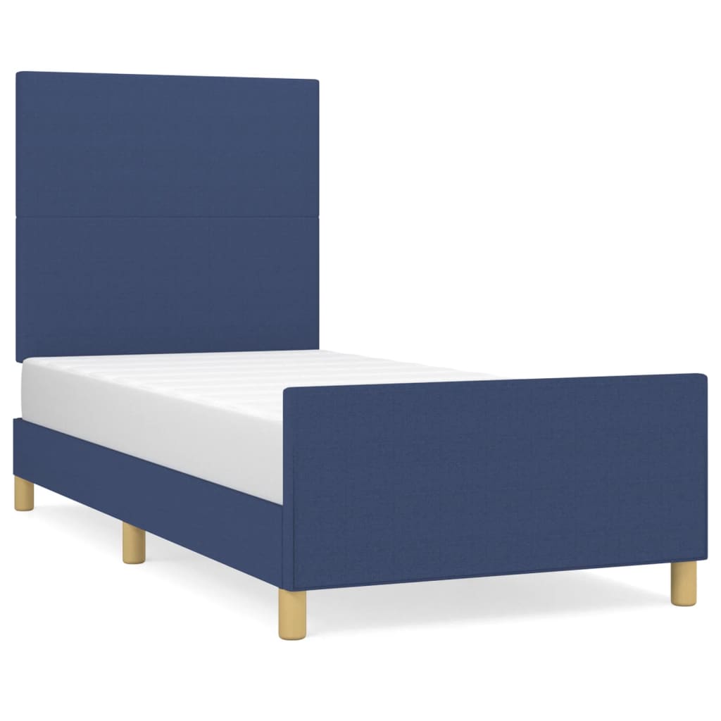 Cadre de lit sans matelas bleu 80x200 cm tissu - XIOS