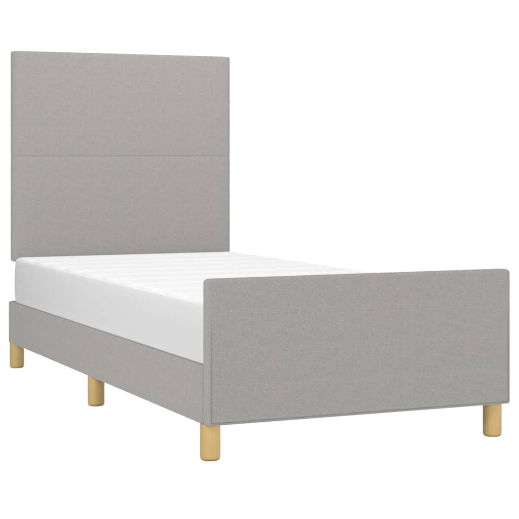 Cadre de lit sans matelas gris clair 90x190 cm tissu - XIOS