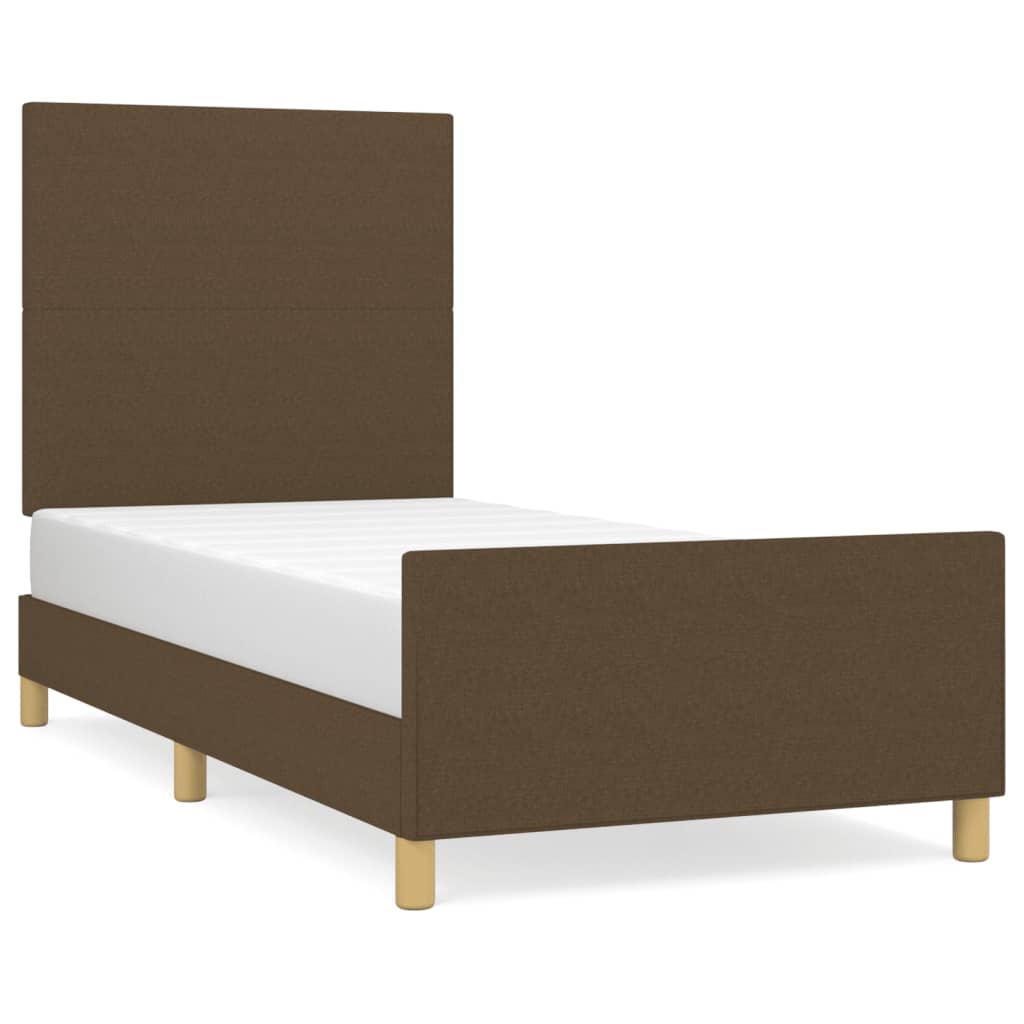 Cadre de lit sans matelas marron foncé 90x190 cm tissu - XIOS