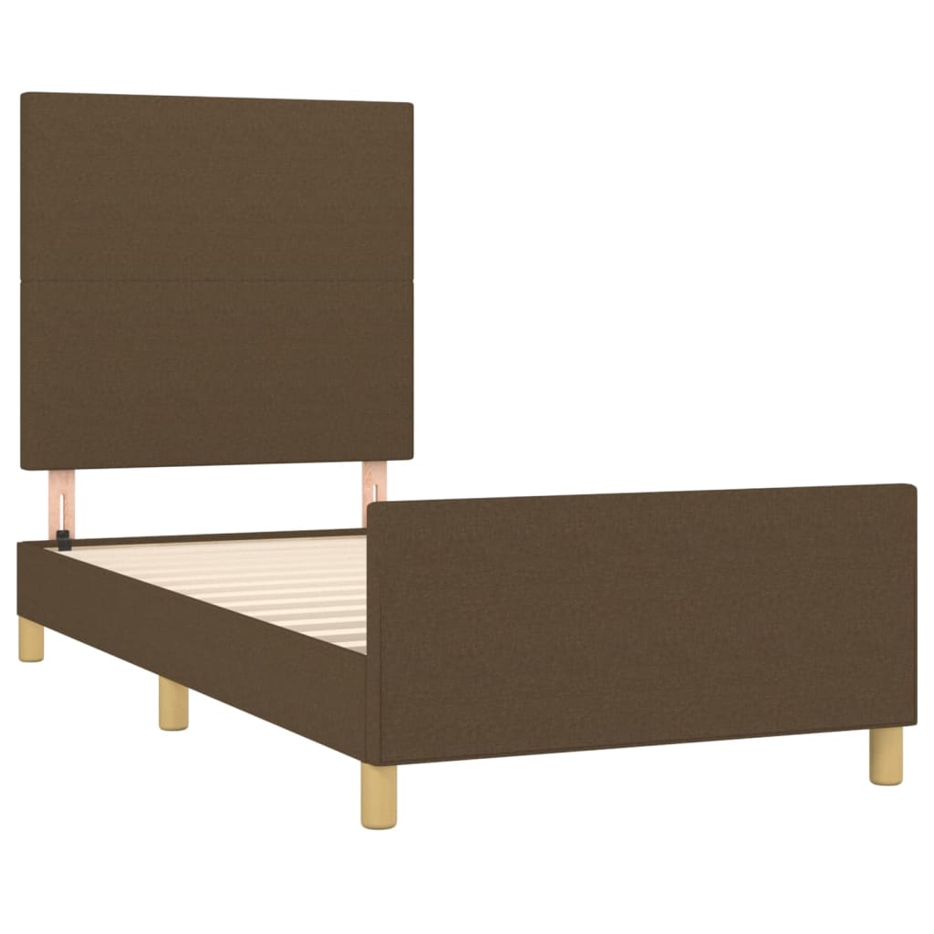 Cadre de lit sans matelas marron foncé 90x190 cm tissu - XIOS