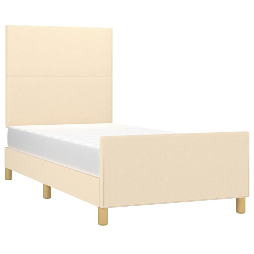 Cadre de lit sans matelas crème 90x190 cm tissu - XIOS