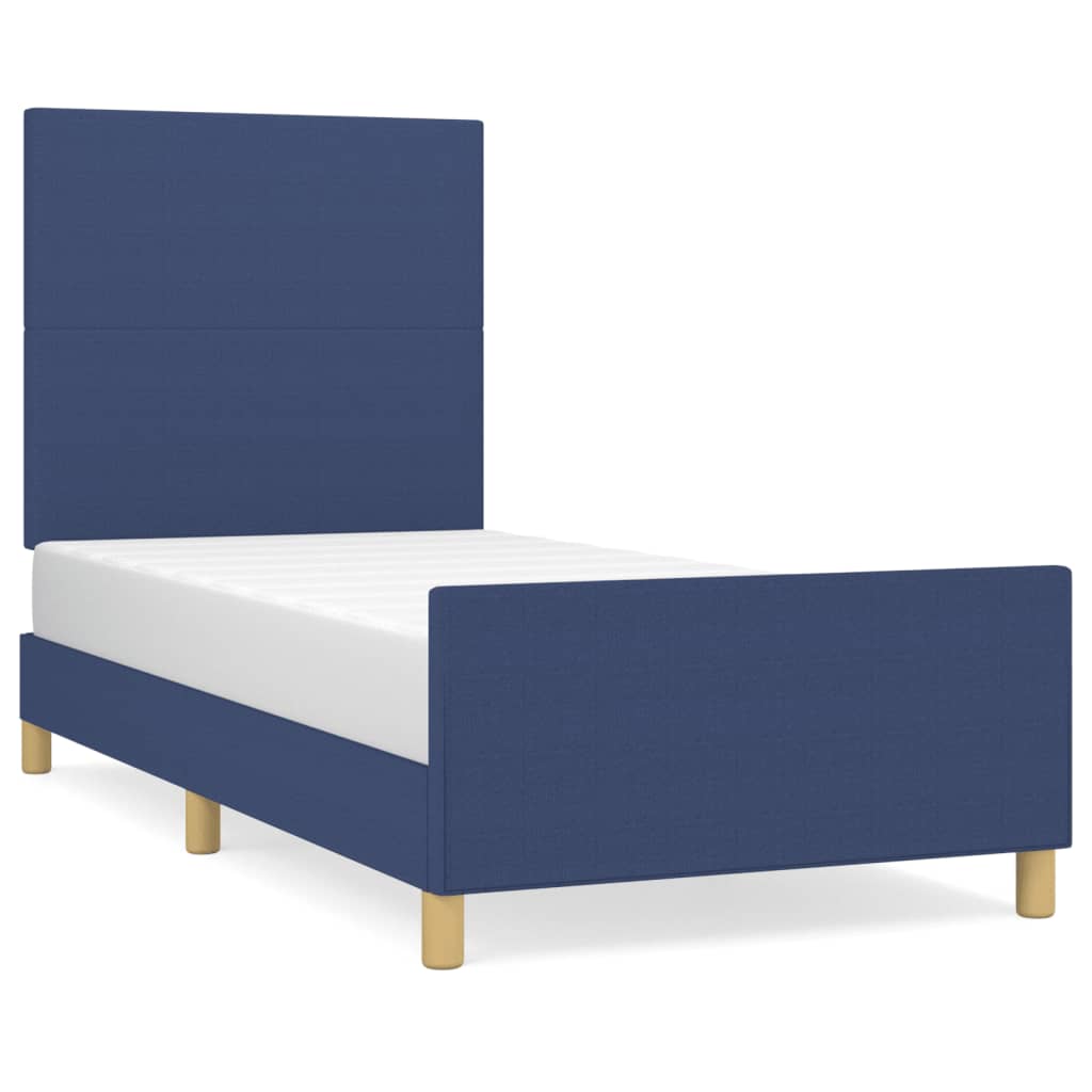 Cadre de lit sans matelas bleu 90x190 cm tissu - XIOS